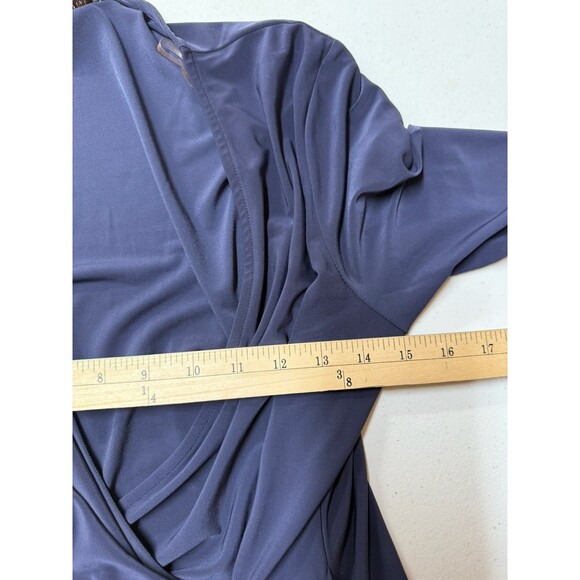 Ann Klein Size 10 Wrap Dress Blue Classic Knit 3/4 Slv Short Career Day to Night - Picture 5 of 6